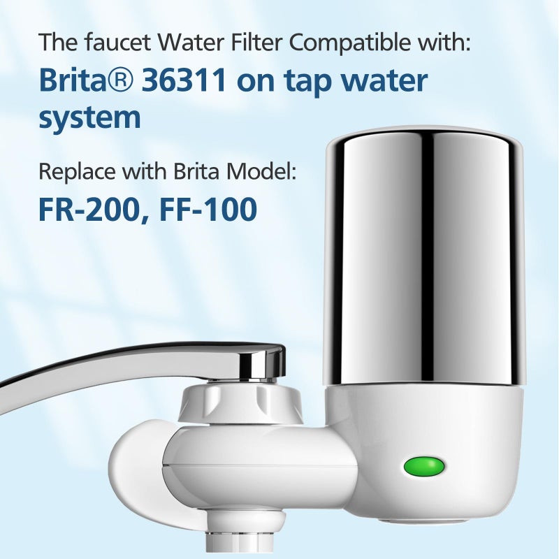 Beckacher 2-pack Faucets Filter Cartridge Replacement, Compatible with Brita Faucet Water Filtration System, Brita 36311, 36313, FR-200, FF-100, Silver - Image 2